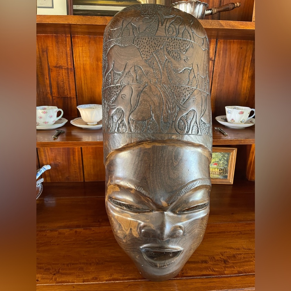 Ornate Wood Hand Carved African Mask
